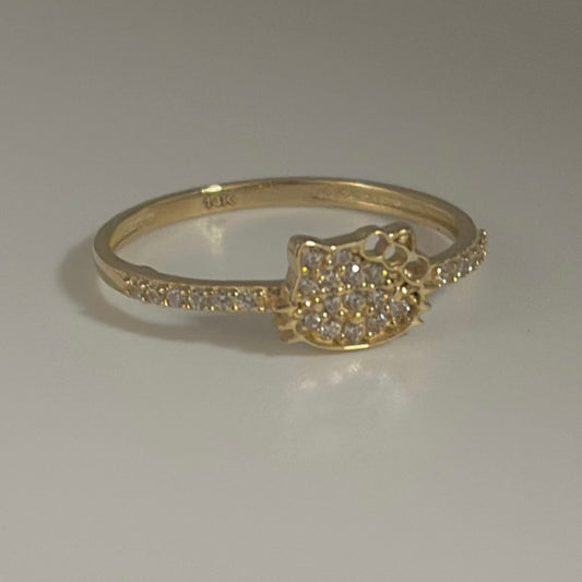 14k hello kitty-inspired ring - enamel and CZ