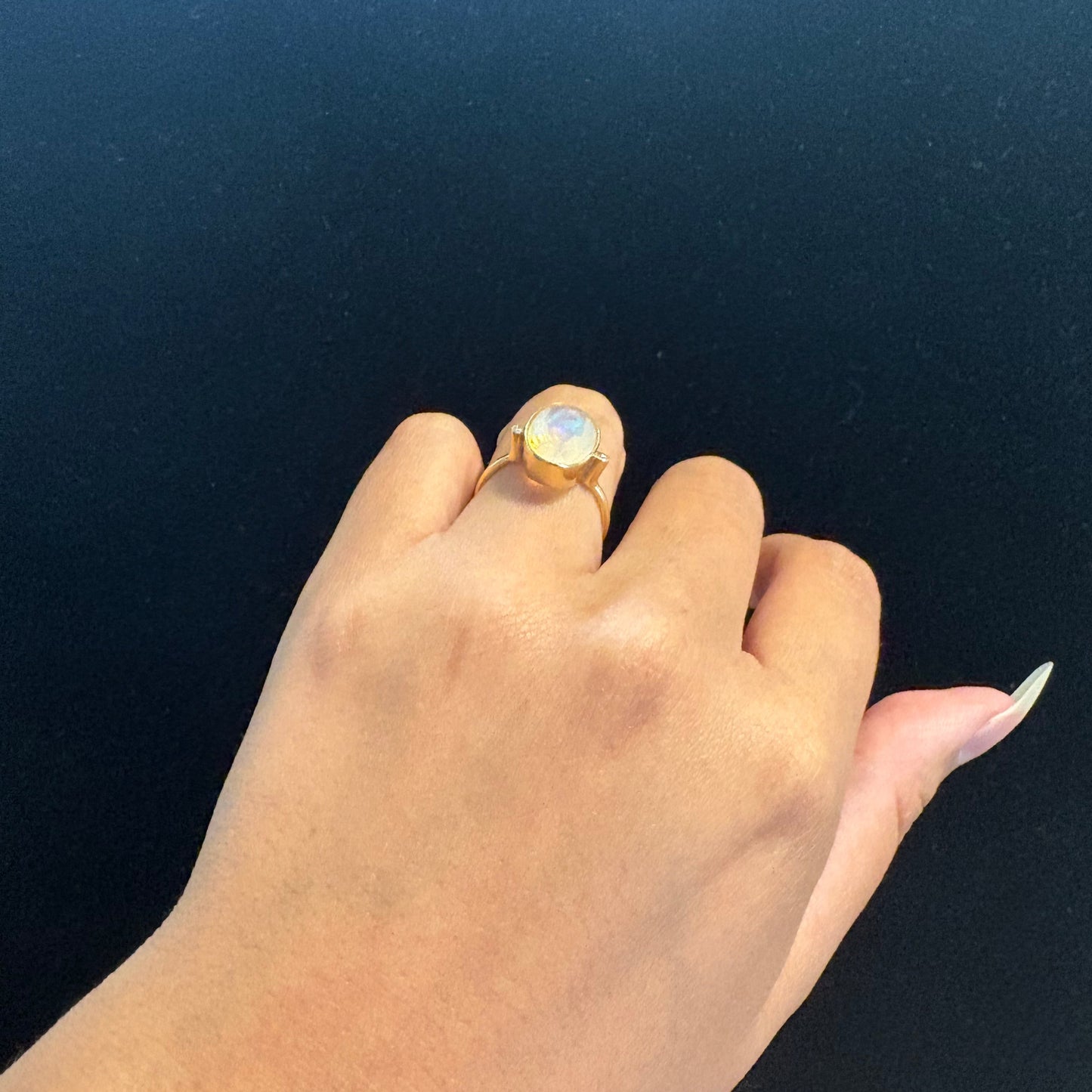 18K Yellow Gold Faceted Opal & Diamond Ring