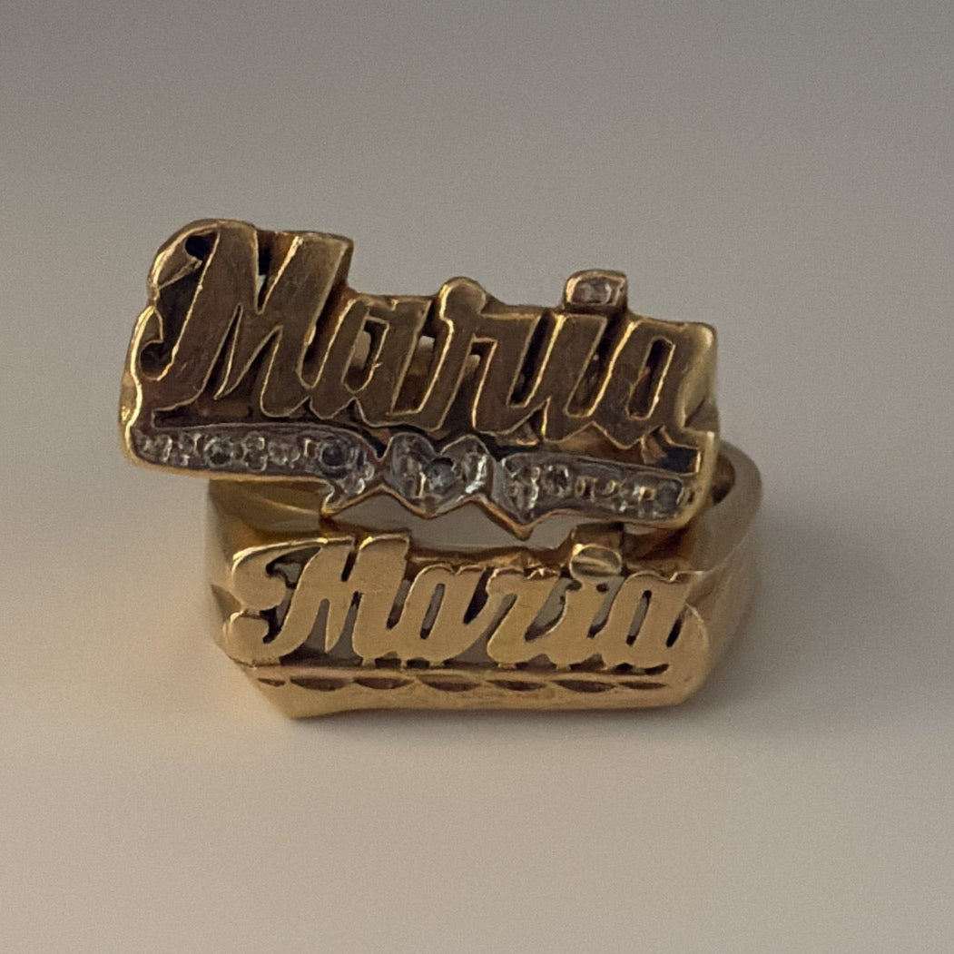 Vintage “Maria” Name Rings -14K Gold