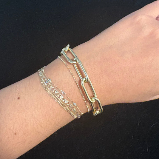 14K Gold Hollow Link Bracelet with Mariner Clasp -SALE