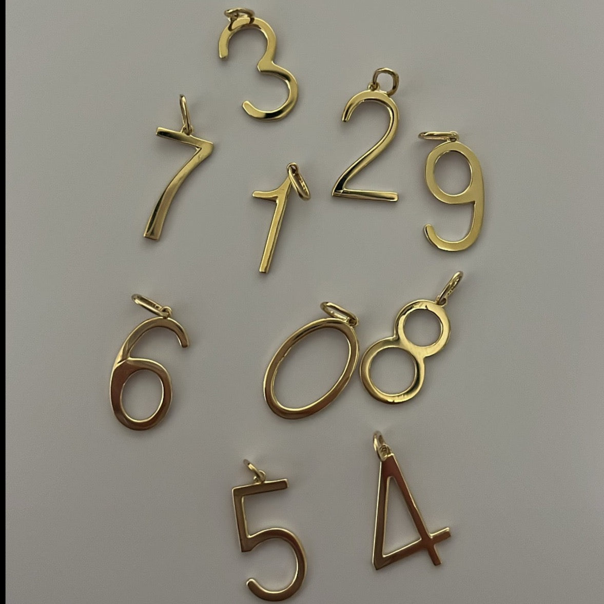 14k Solid Gold Number Charms (Classic Polished Finish, 0–9)