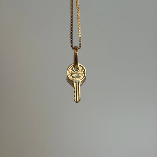 14k Gold Key & Puffy Heart Charm