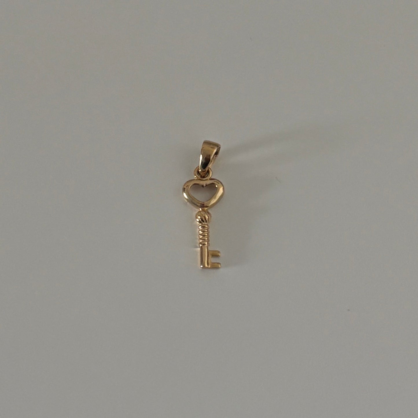 14K Gold Tiny Heart Key Charm