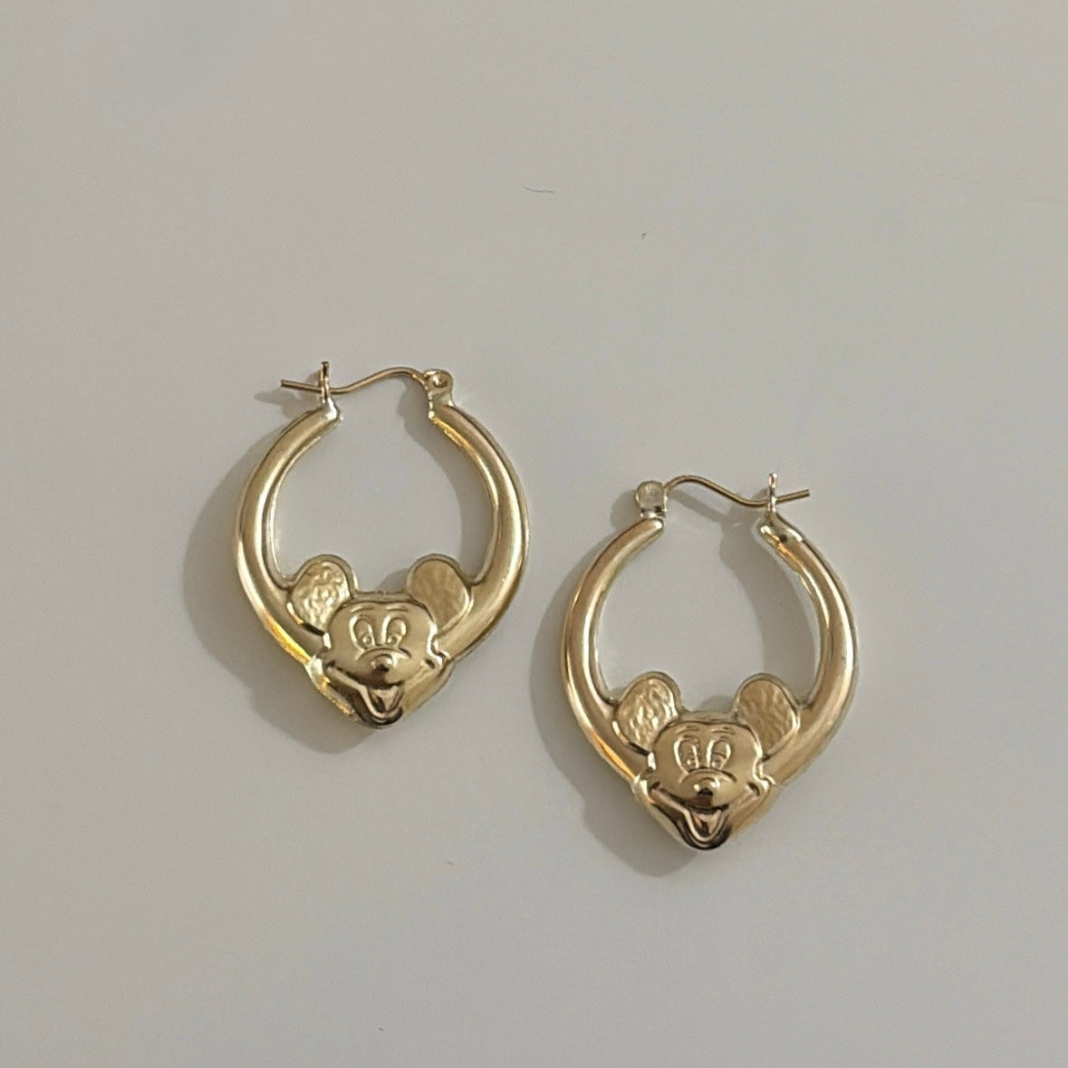 10k Mickey Mouse hoop earrings