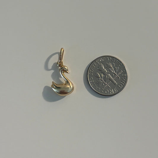 10K Yellow Gold Mini Puffy Swan Charm