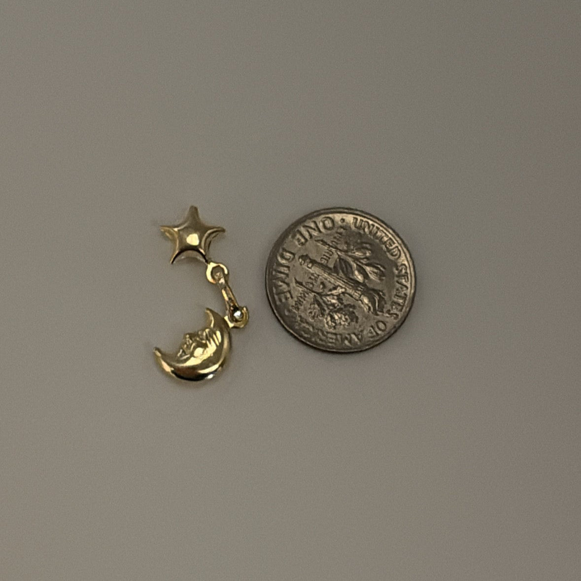 14k moon and star charm