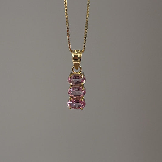 14k pink topaz cz charm