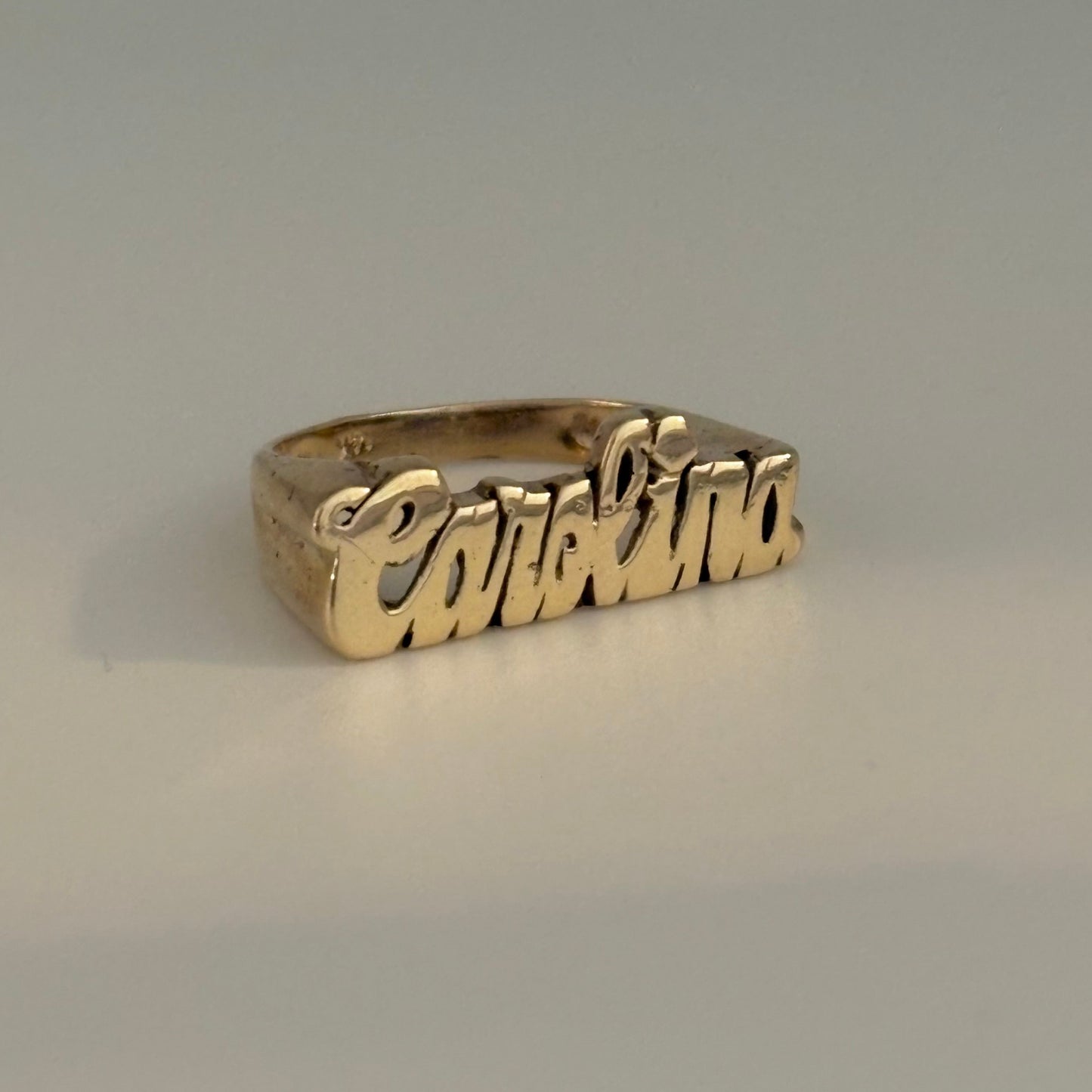 Vintage “Carolina” Name Ring - 14K Solid Gold