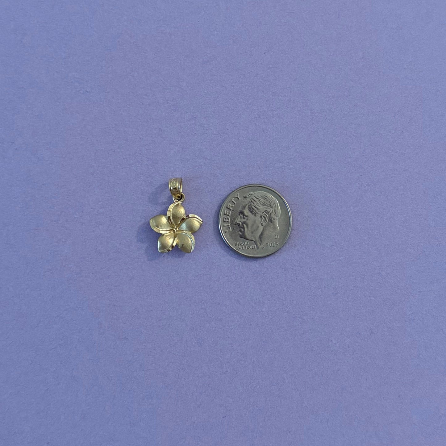 14K Gold Plumeria Flower Charm