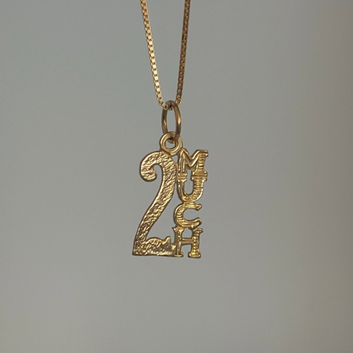 14K Gold “2 MUCH” Charm