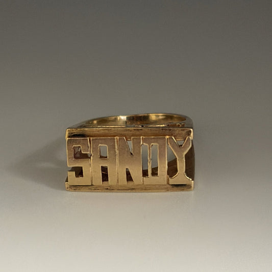 Vintage “SANDY” Name Ring -14K Solid Gold