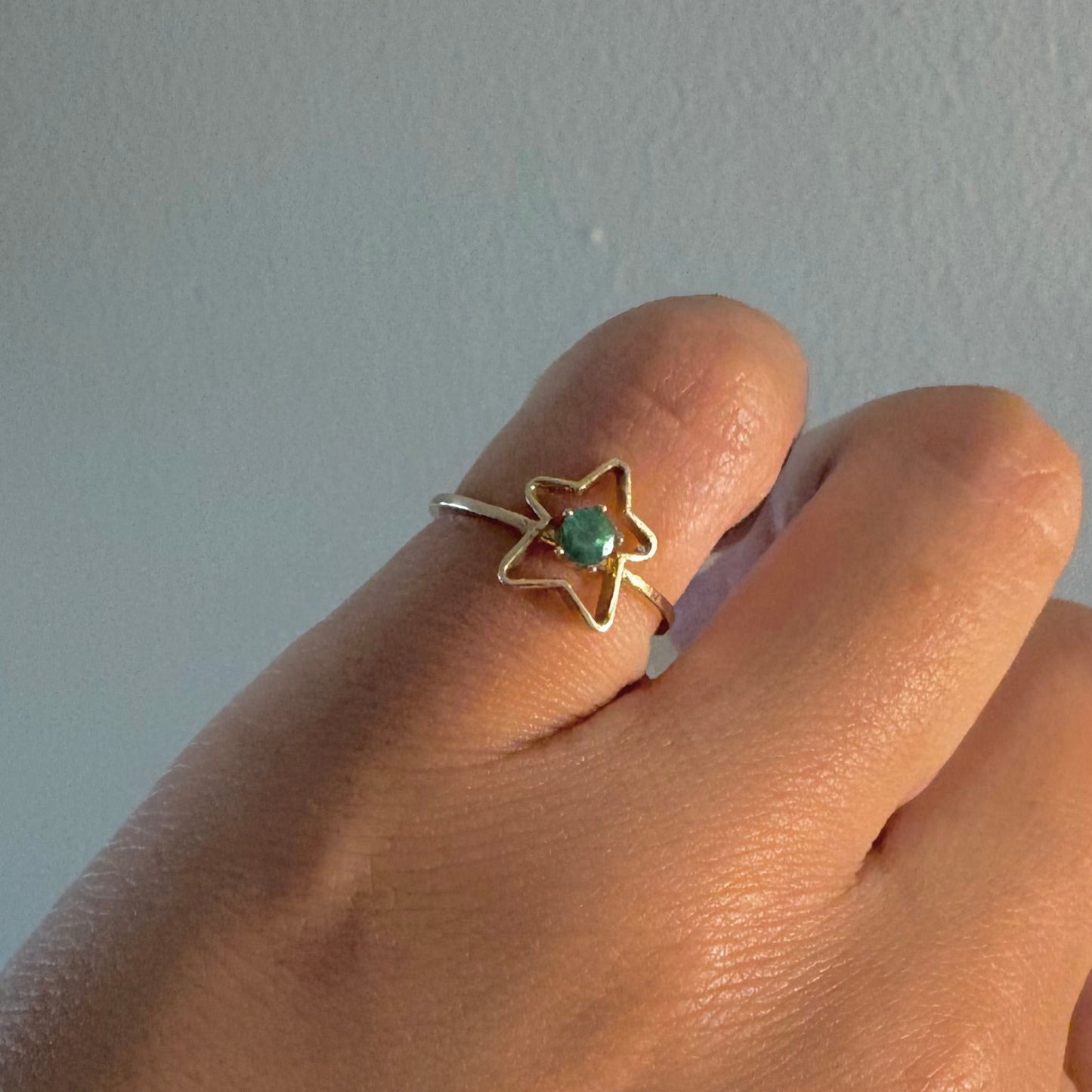 10K Gold Star Gemstone Ring