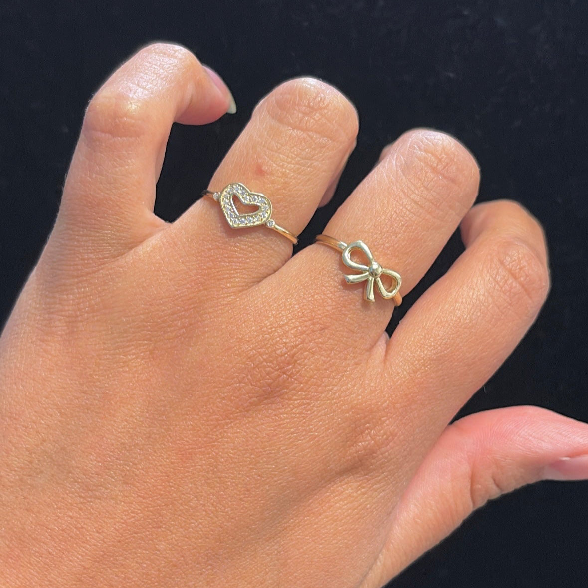 14k Gold Open Heart CZ Ring