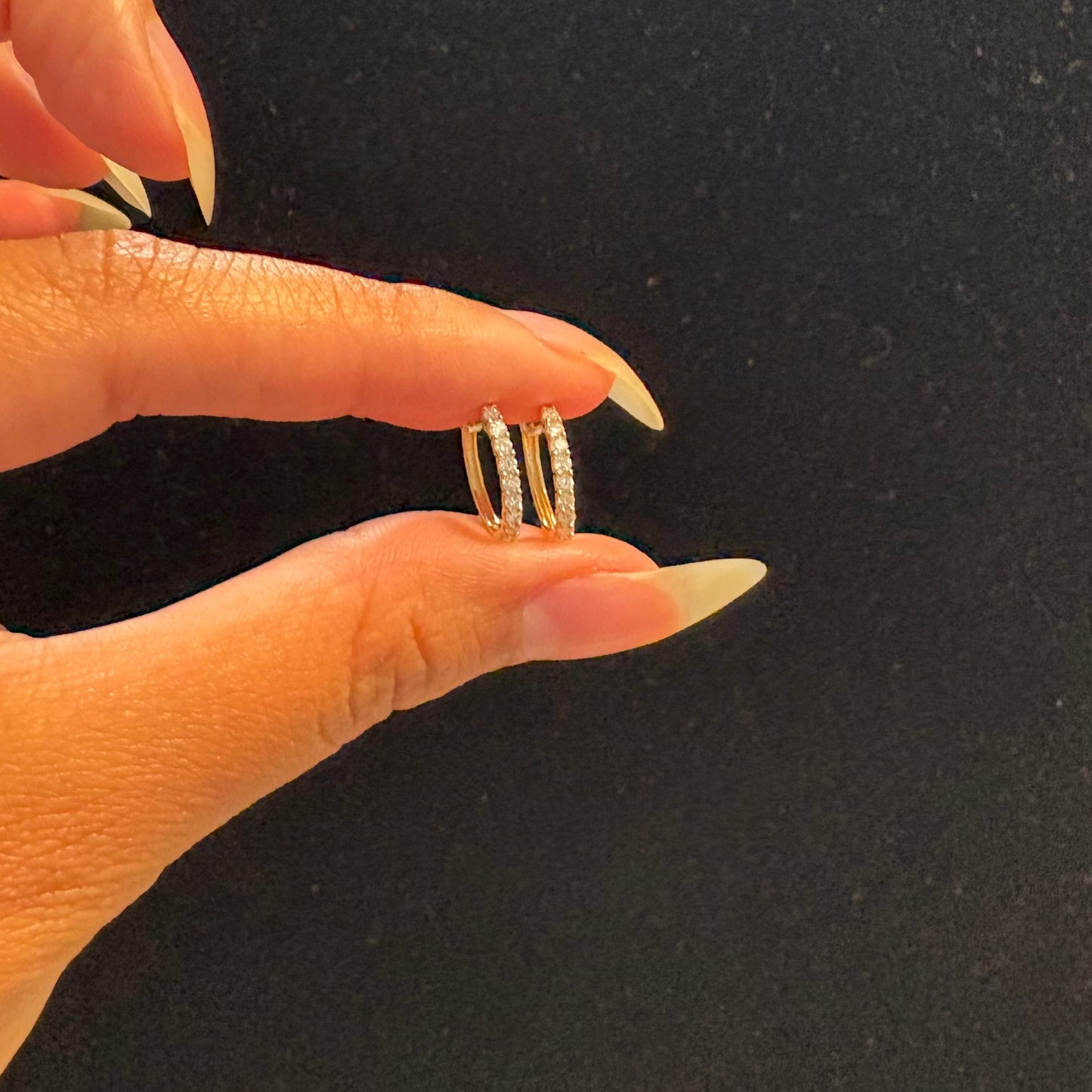 14K Gold Diamond Huggie Earrings