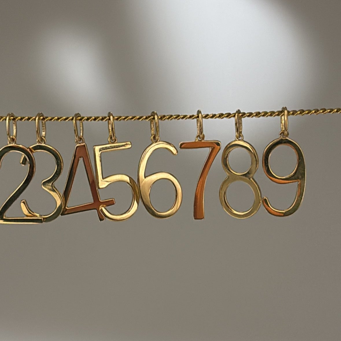 14k Solid Gold Number Charms (Classic Polished Finish, 0–9)