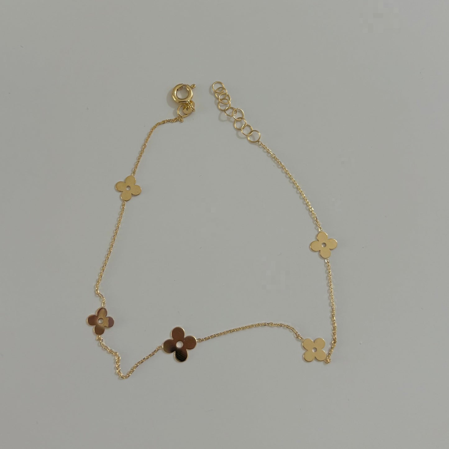 14K Gold Flower Anklet – Adjustable