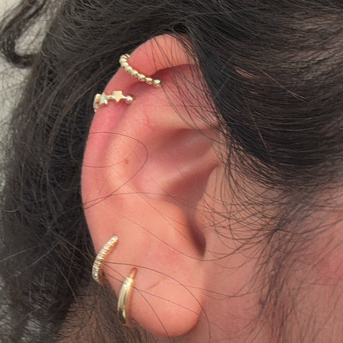 14k bead ear cuff  (single)