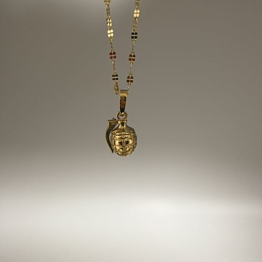 14K Yellow Gold 3D Movable Grenade Charm