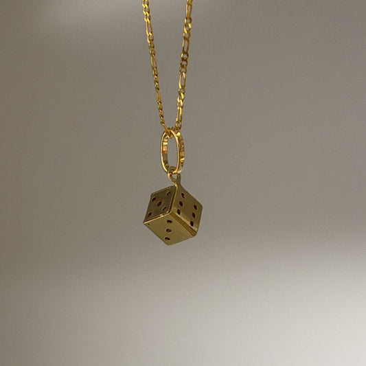14K Yellow Gold Dice Charm