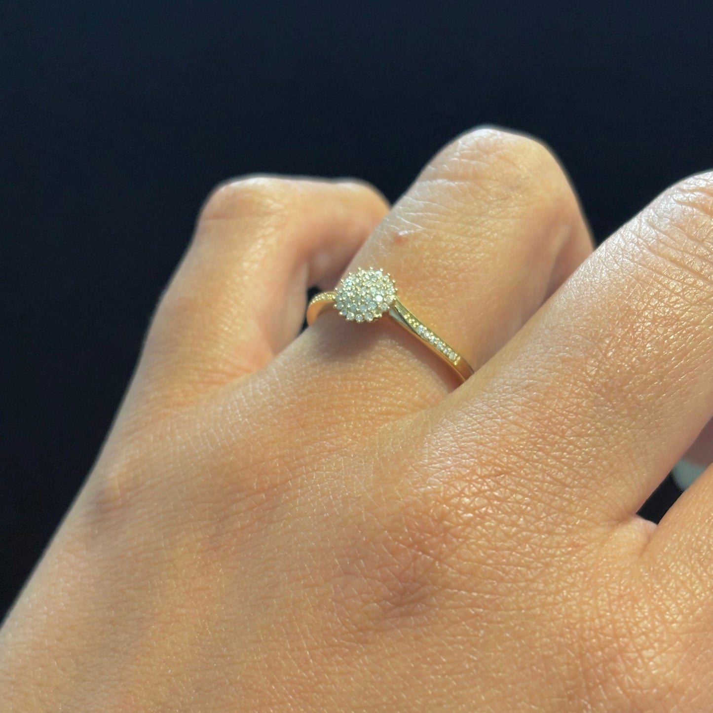 14K Gold Diamond Cluster Ring