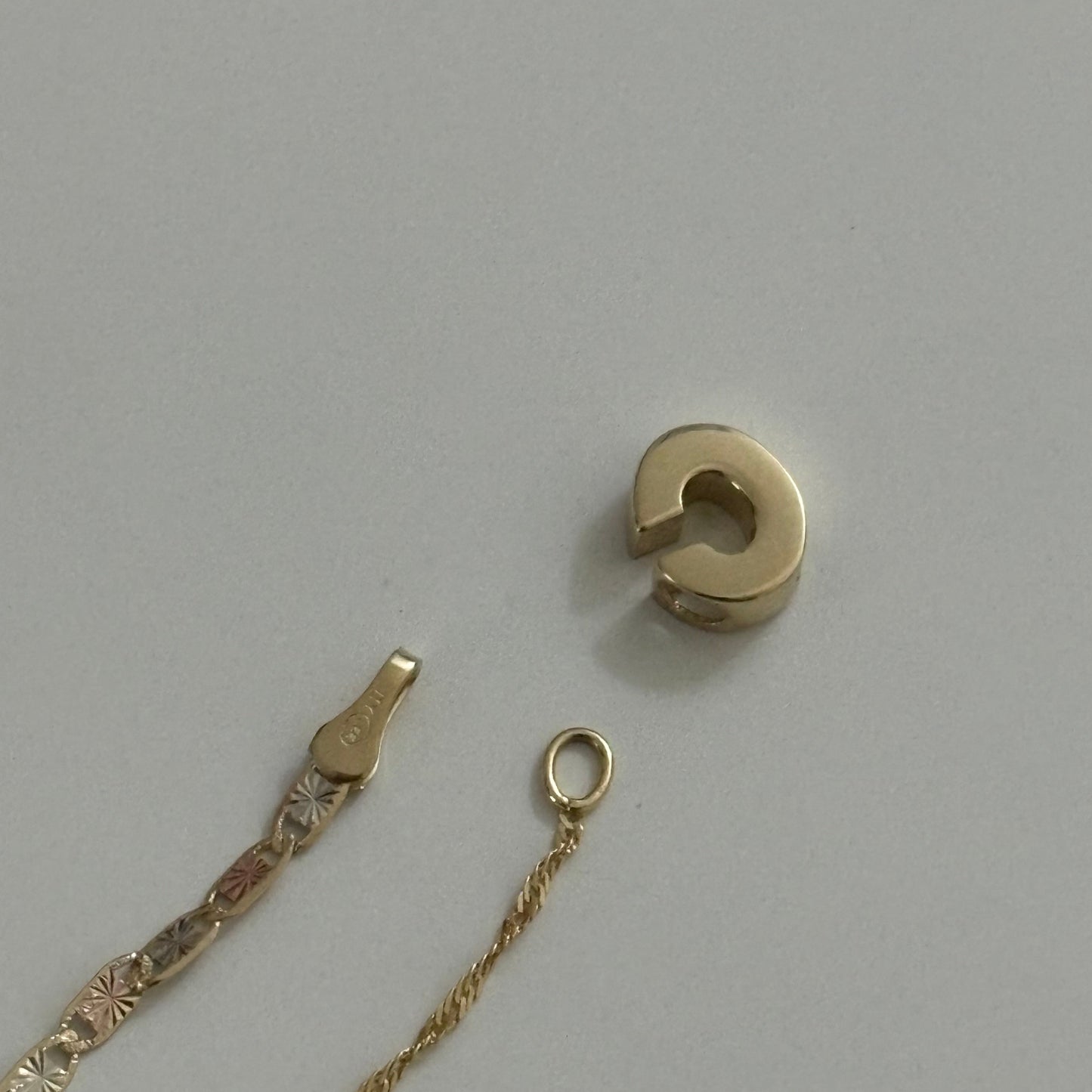14K Yellow Gold Block Initial Slider Pendant