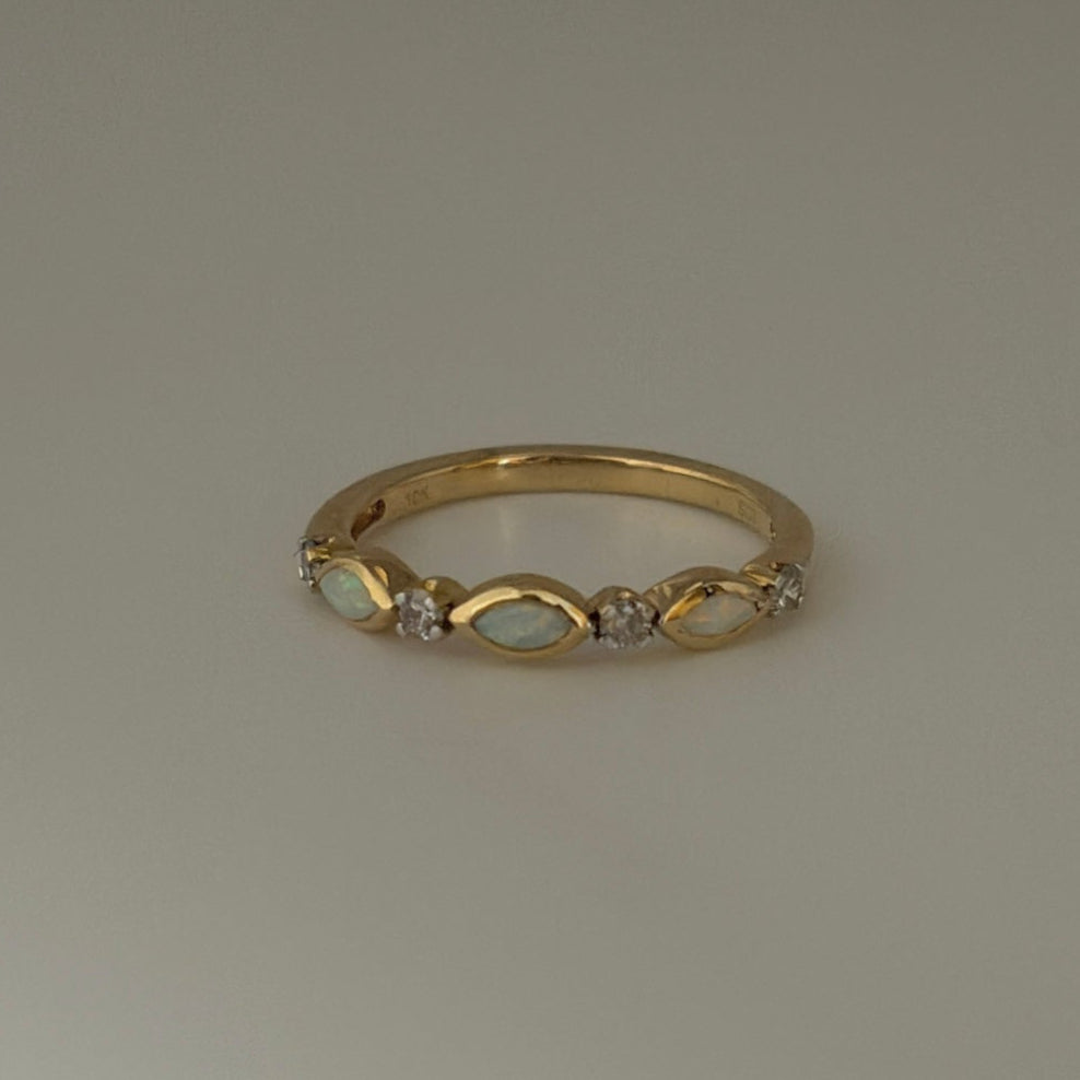 10k opal and diamond ring