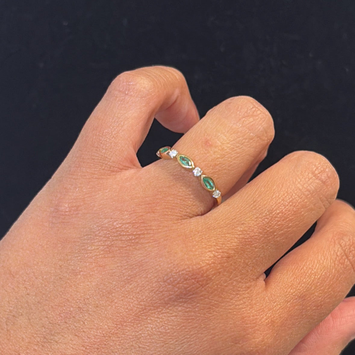 10k solid gold diamond and emerald ring