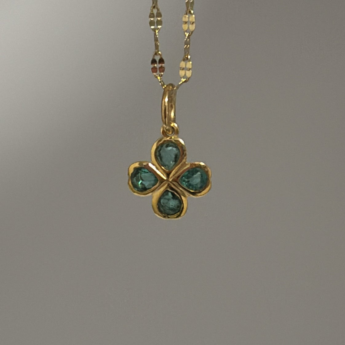 14k Emerald clover charm