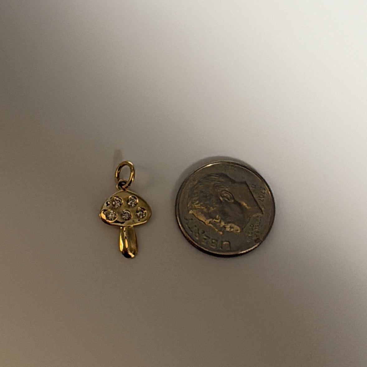 14k diamond mushroom charm