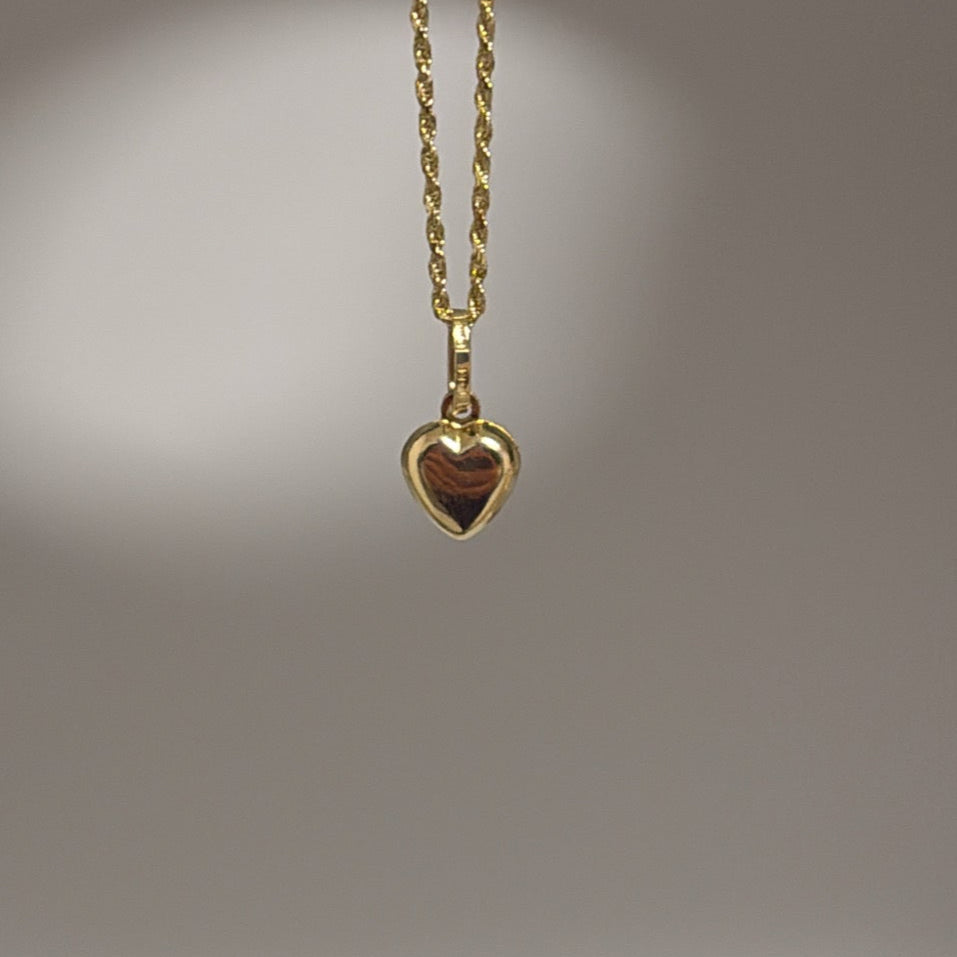 14k puffy heart charm
