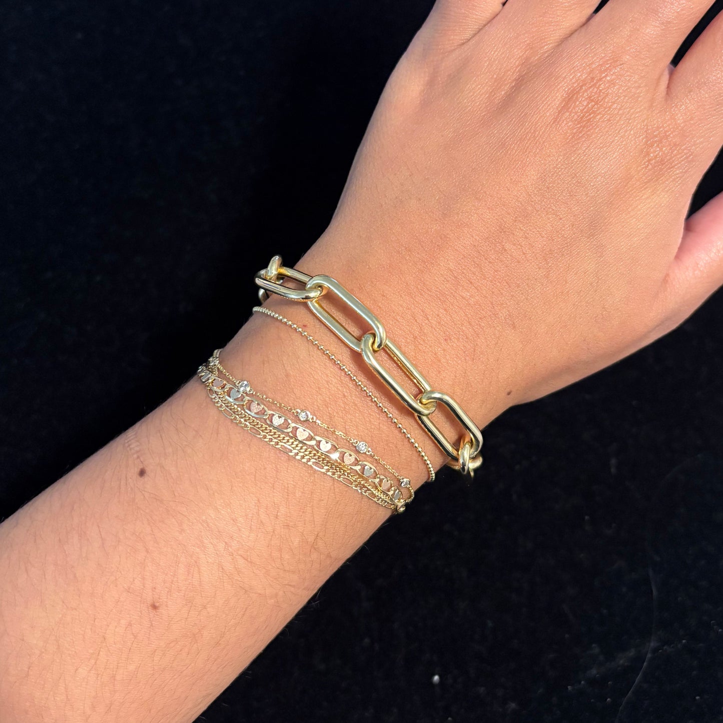 14K Gold Hollow Link Bracelet with Mariner Clasp -SALE