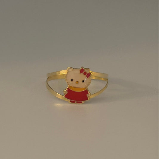 14k hello kitty-inspired ring - enamel and CZ