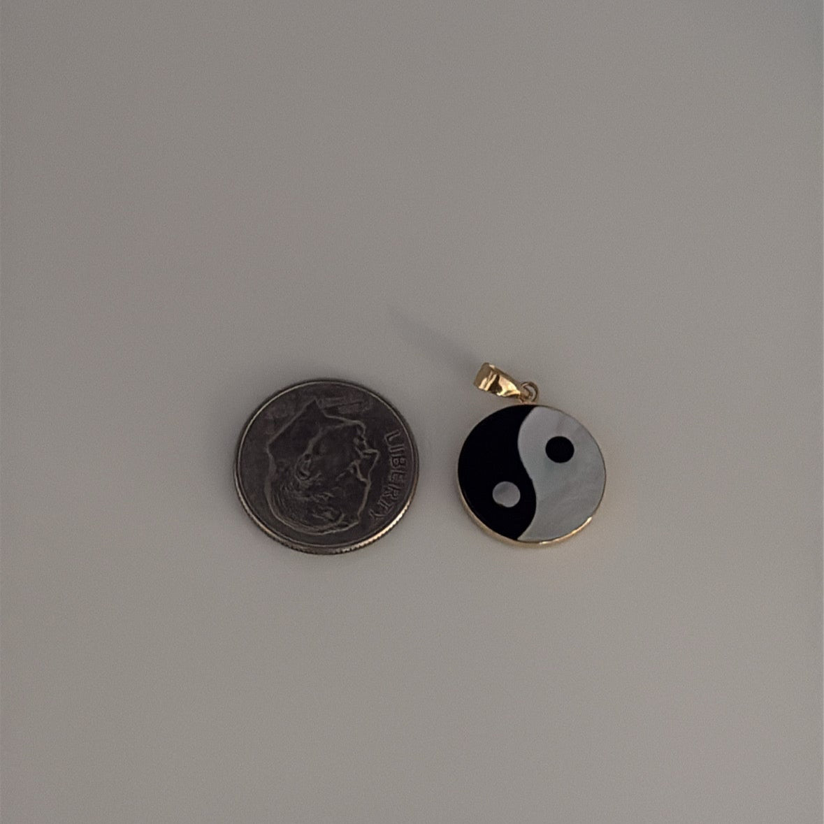 14K Gold Reversible Yin Yang Pendant – Mother of Pearl & Onyx