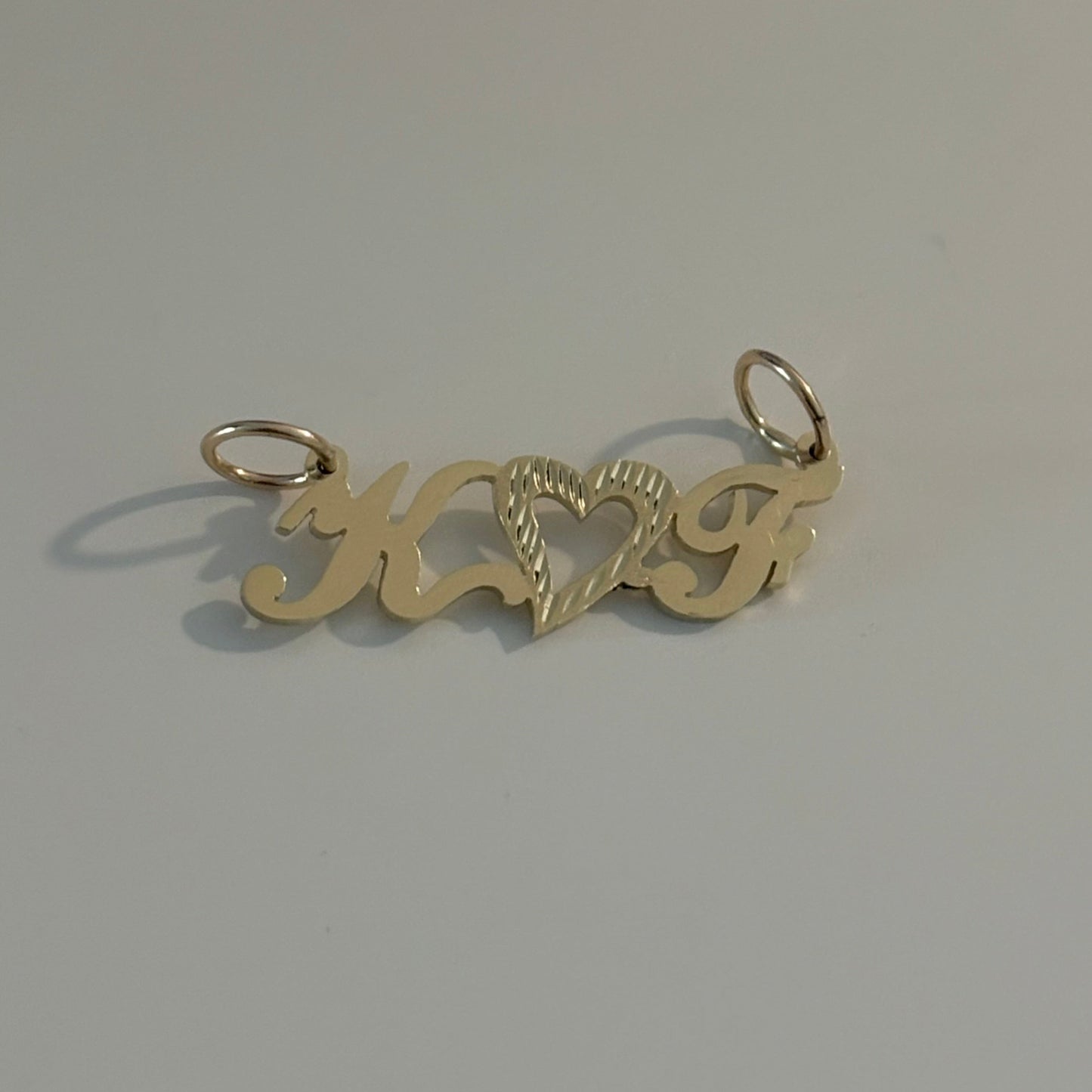 Custom 14K Gold Initials & Heart Nameplate Charm