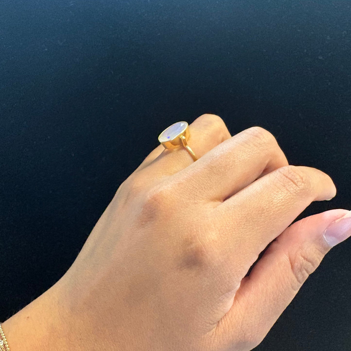 18K Yellow Gold Faceted Opal & Diamond Ring