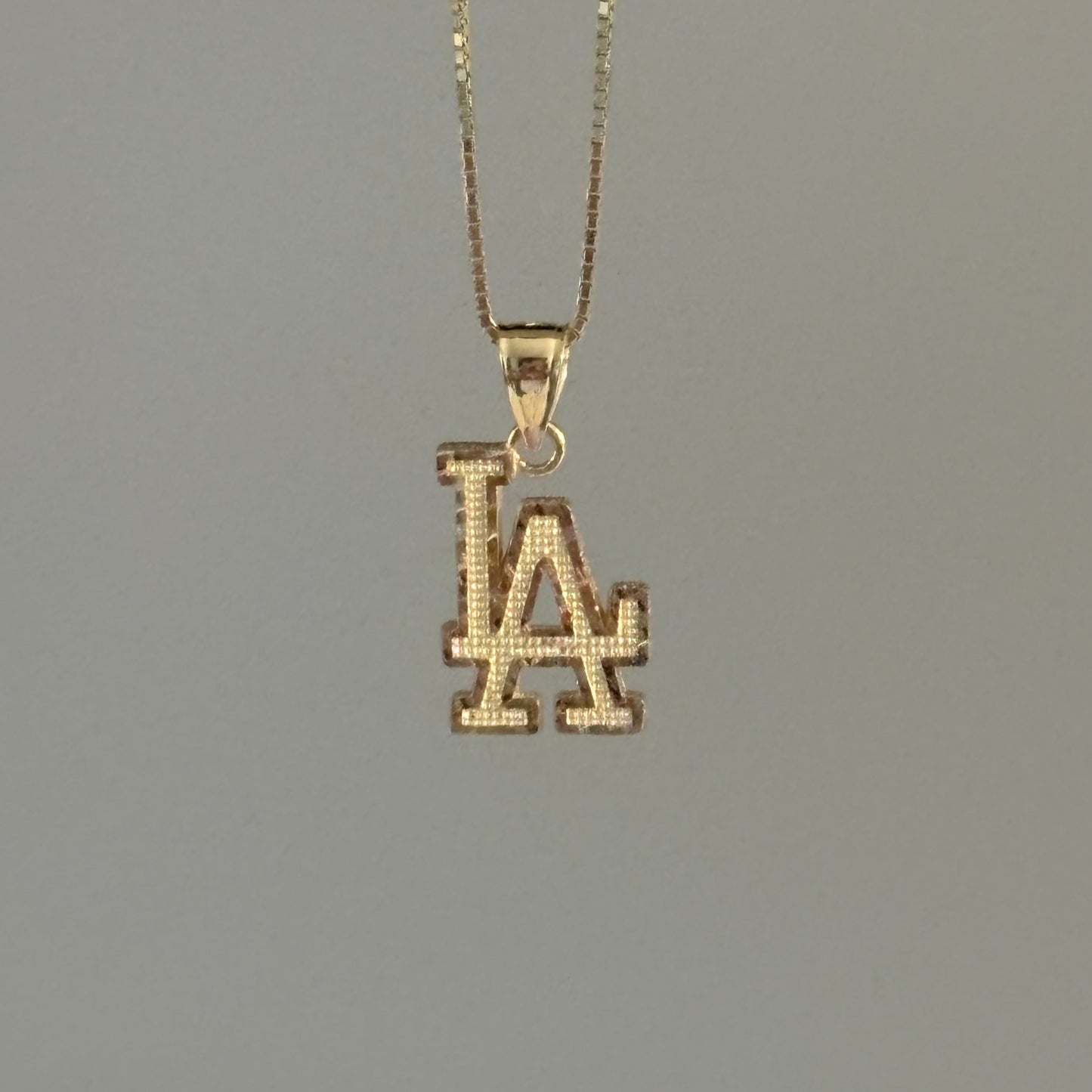 14K Gold LA Charm with Diamond Cut Details