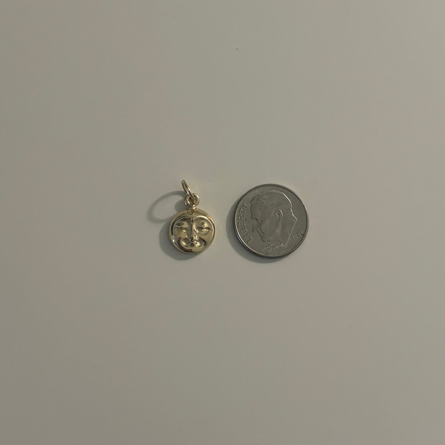 14K Yellow Gold Moon Face Charm