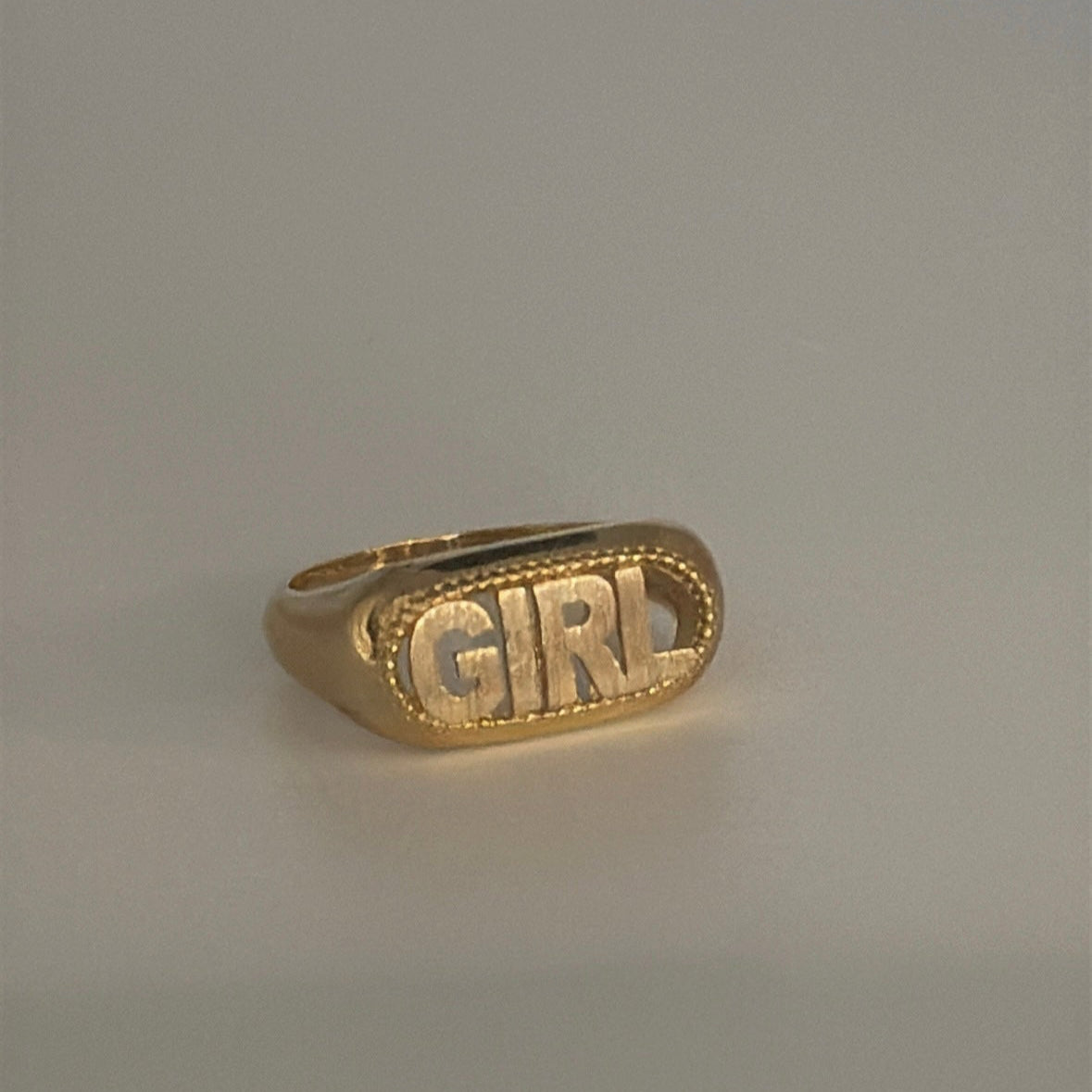 14k Solid Gold “GIRL” Ring