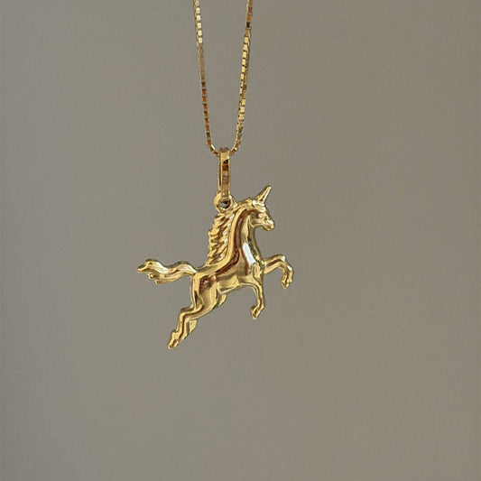 14k Puffy Unicorn charm
