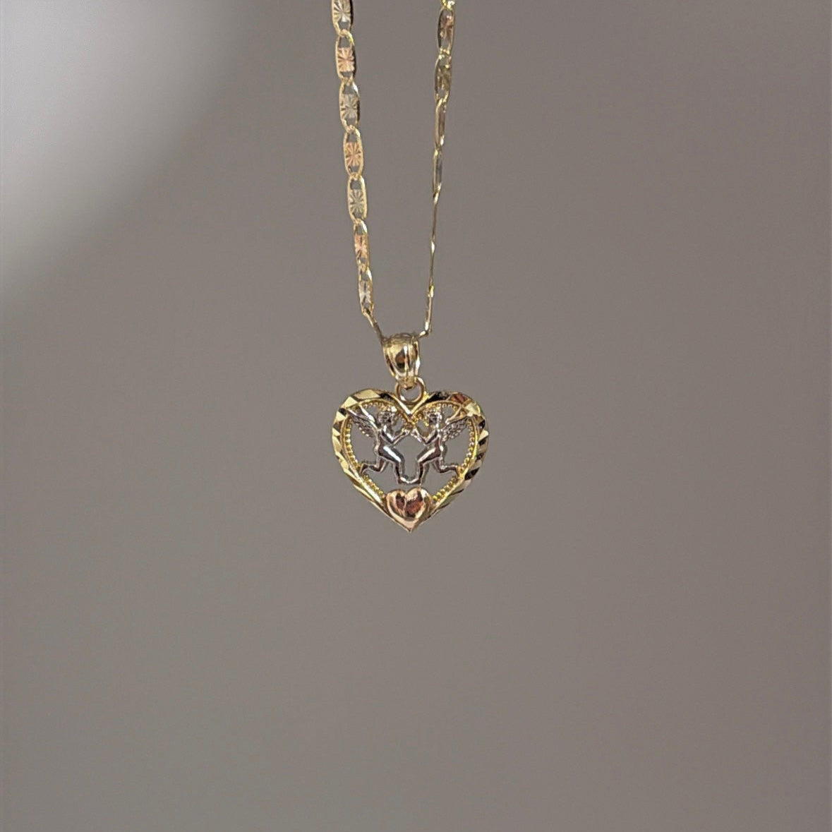 14K angels heart charm