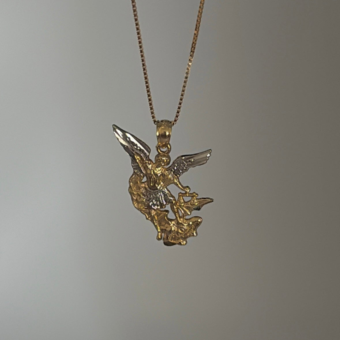 14K San Michael Archangel Charm – Diamond Cut