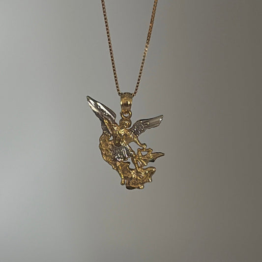14K San Michael Archangel Charm – Diamond Cut