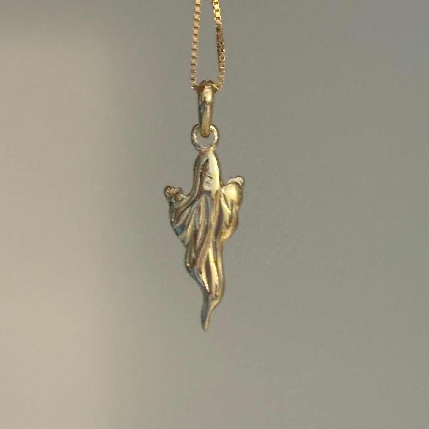 10K Solid Yellow Gold Ghost Charm Pendant