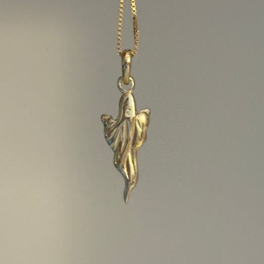 10K Solid Yellow Gold Ghost Charm Pendant