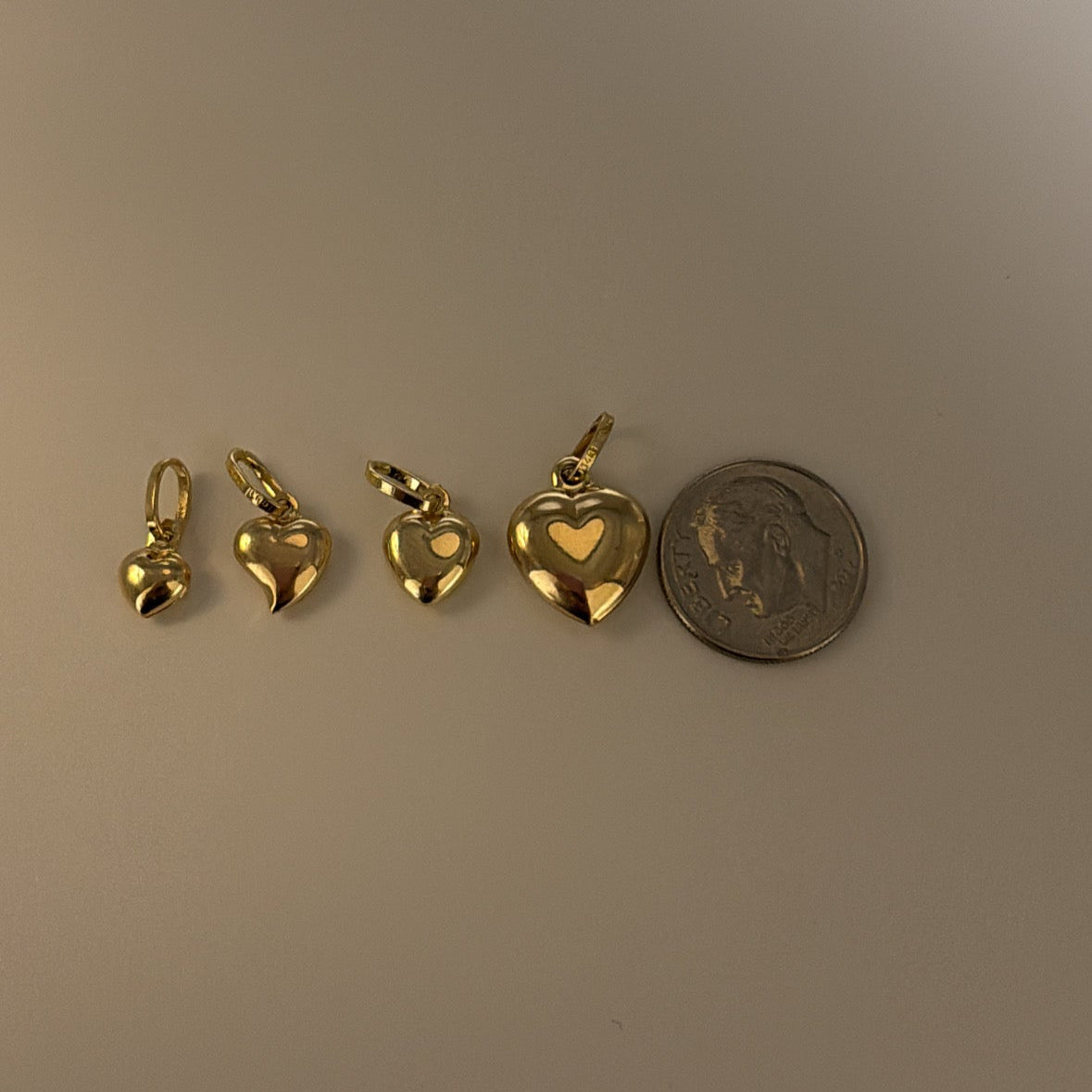 14k puffy heart charm