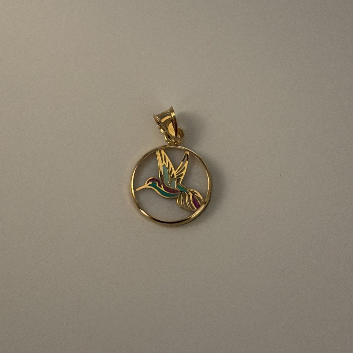 14k hummingbird charm