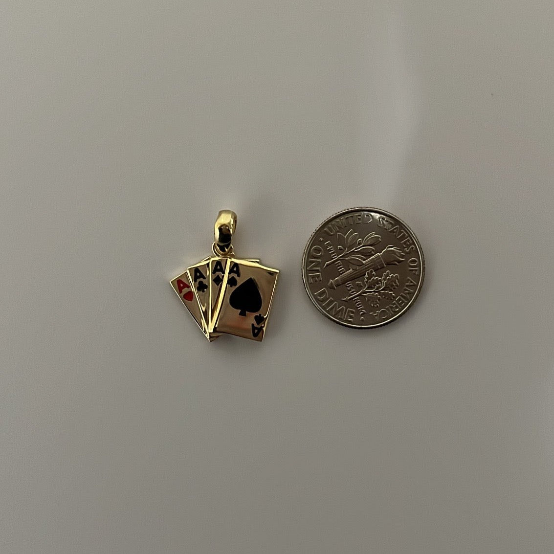 14K Yellow Gold Four Aces Playing Card Pendant