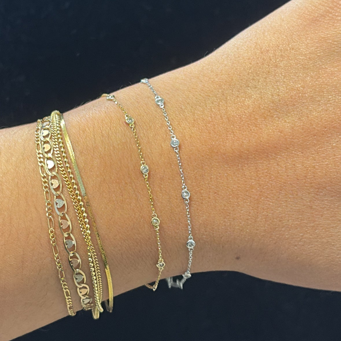 14k gold diamond by the yard bracelet