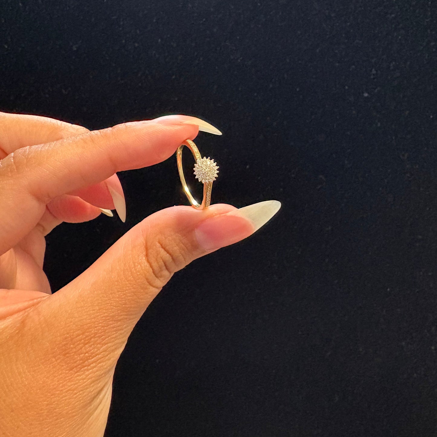 14K Gold Diamond Cluster Ring