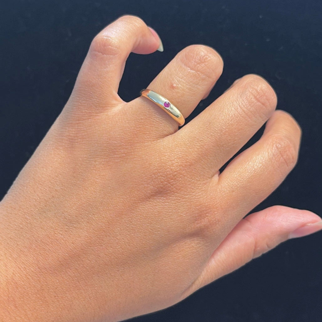 14K Gold Gemstone dome Rings – Emerald, Ruby, Sapphire